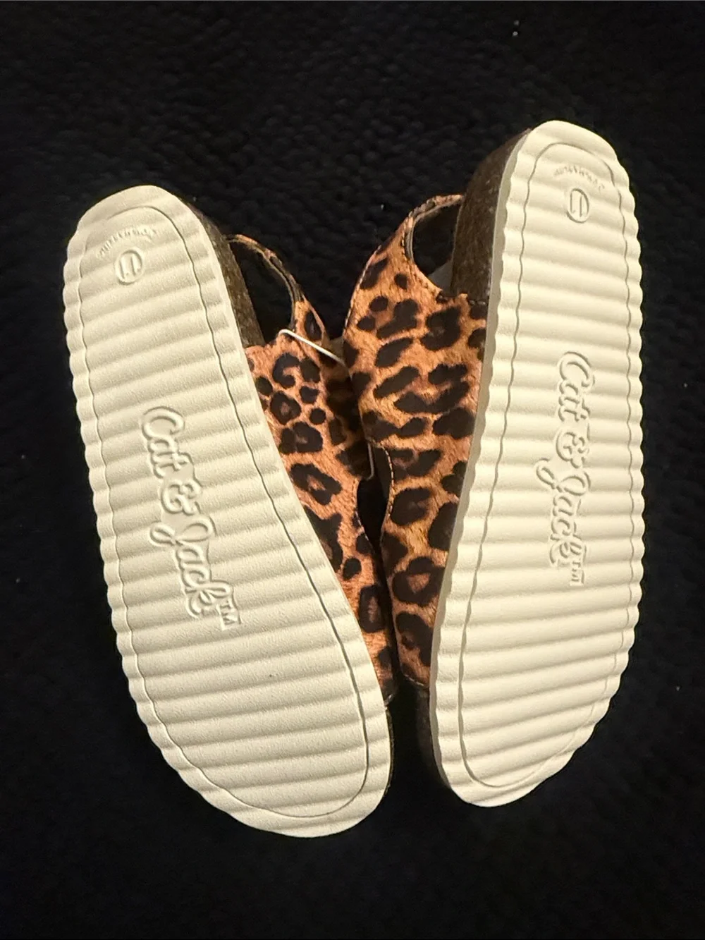 Cat & Jack Leopard-Print Double Strap Sandals - Brown, Black